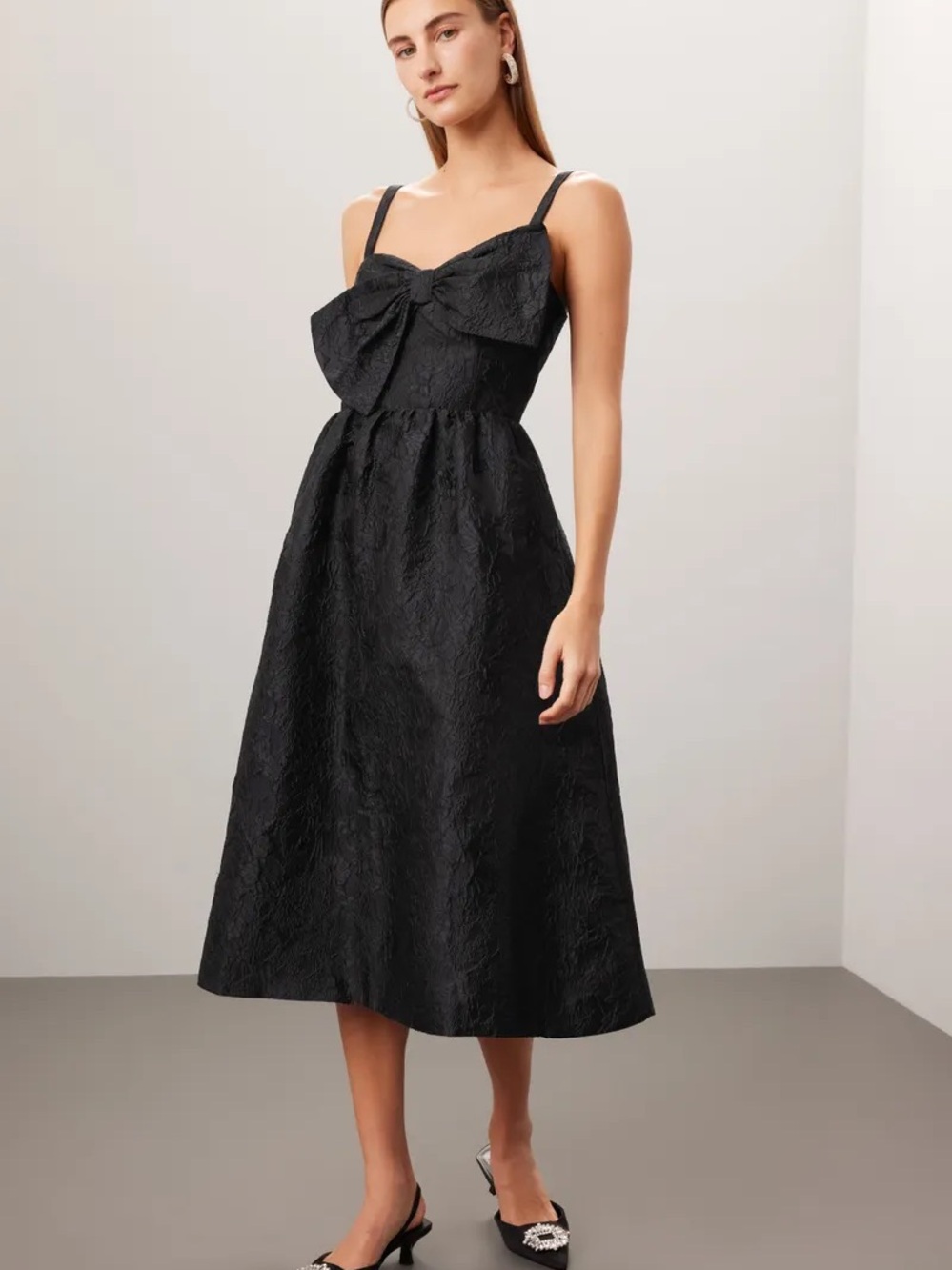 Lilly Pulitzer Ellara Jacquard Bow detail Midi-Dress cocktail black size 6